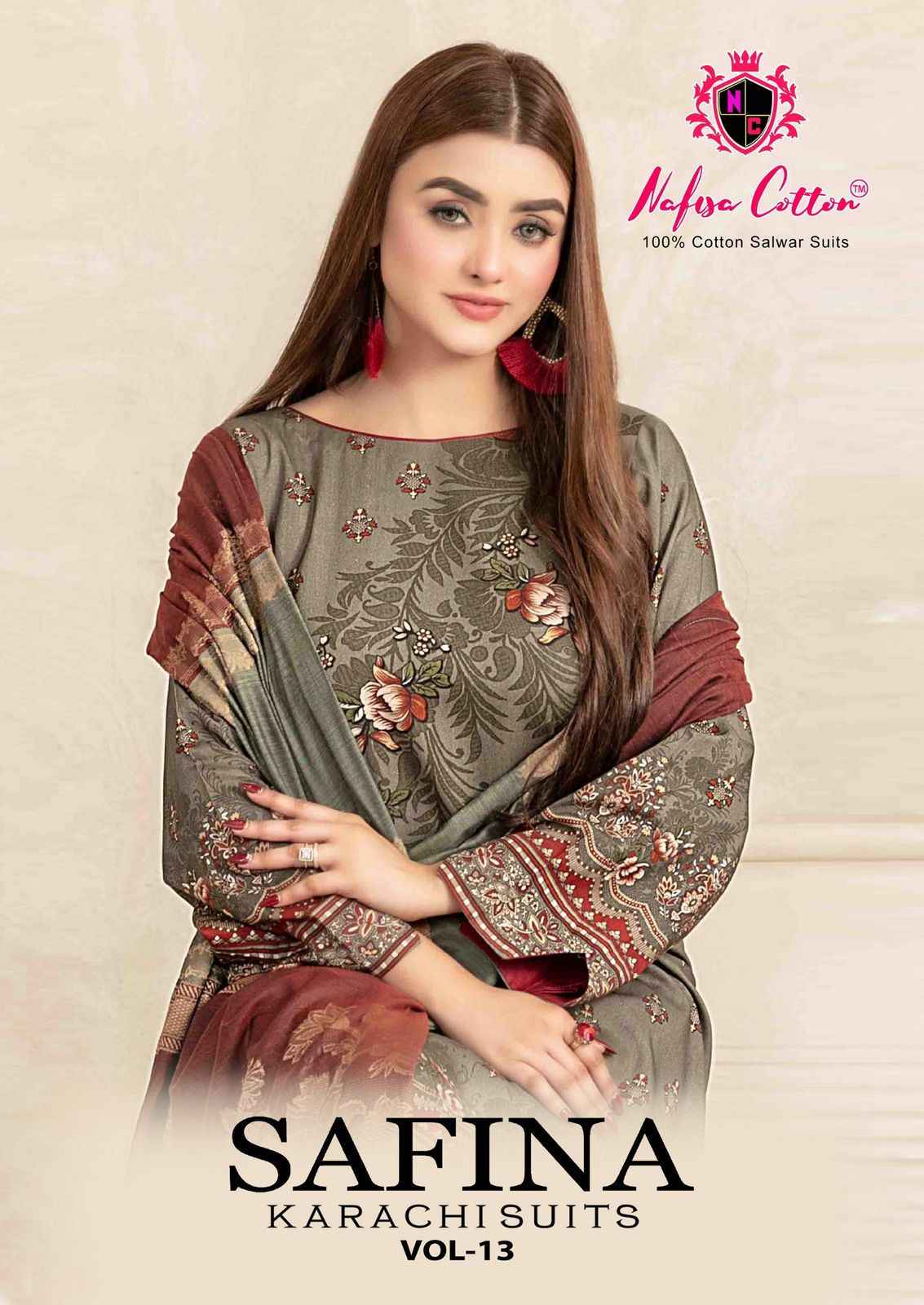 NAFISHA COTTON SAFINA KARACHI SUITS VOL 13 PURE COTTON DRESS MATERIAL