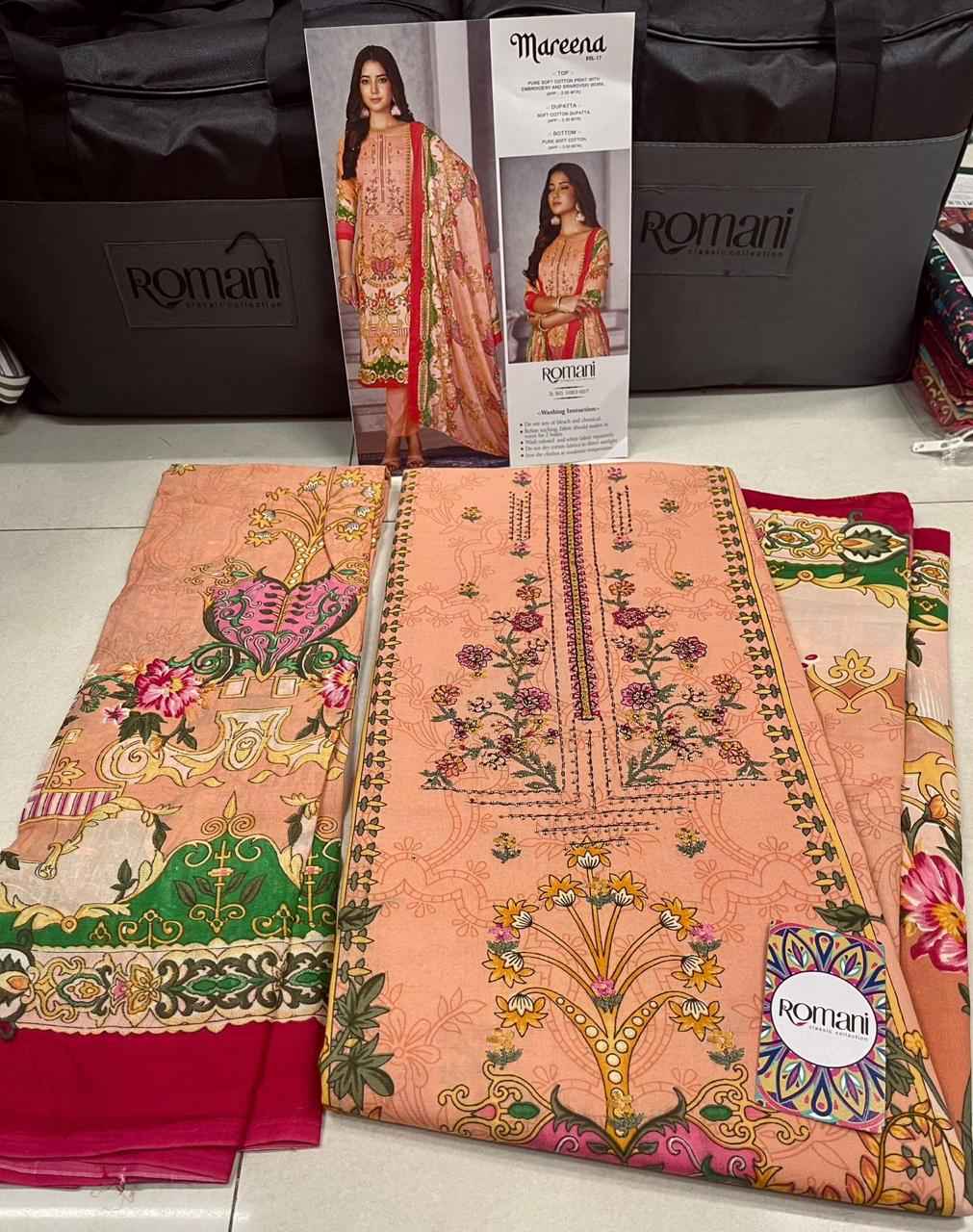  ROMANI MAREENA VOL 17 COTTON EMBROIDERY WORK DRESS MATERIAL 