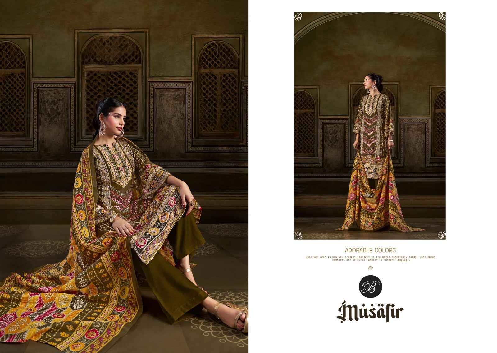 BELLIZA DESIGNER STUDIO MUSAFIR PURE VISCOSE RAYON DRESS MATERIAL