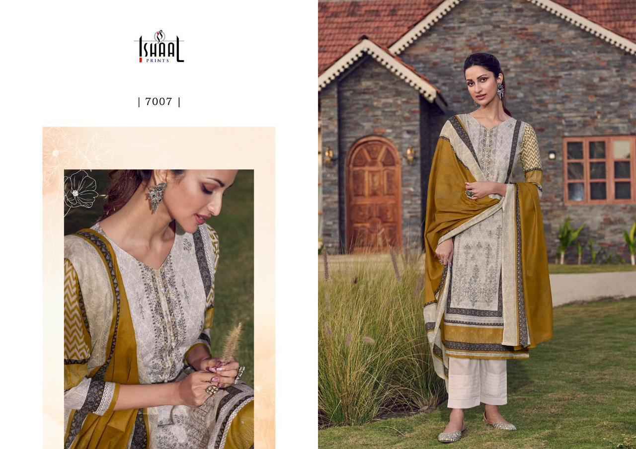 ISHAAL EMBROIDERED VOL -7 PURE LAWN COTTON DRESS MATERIAL