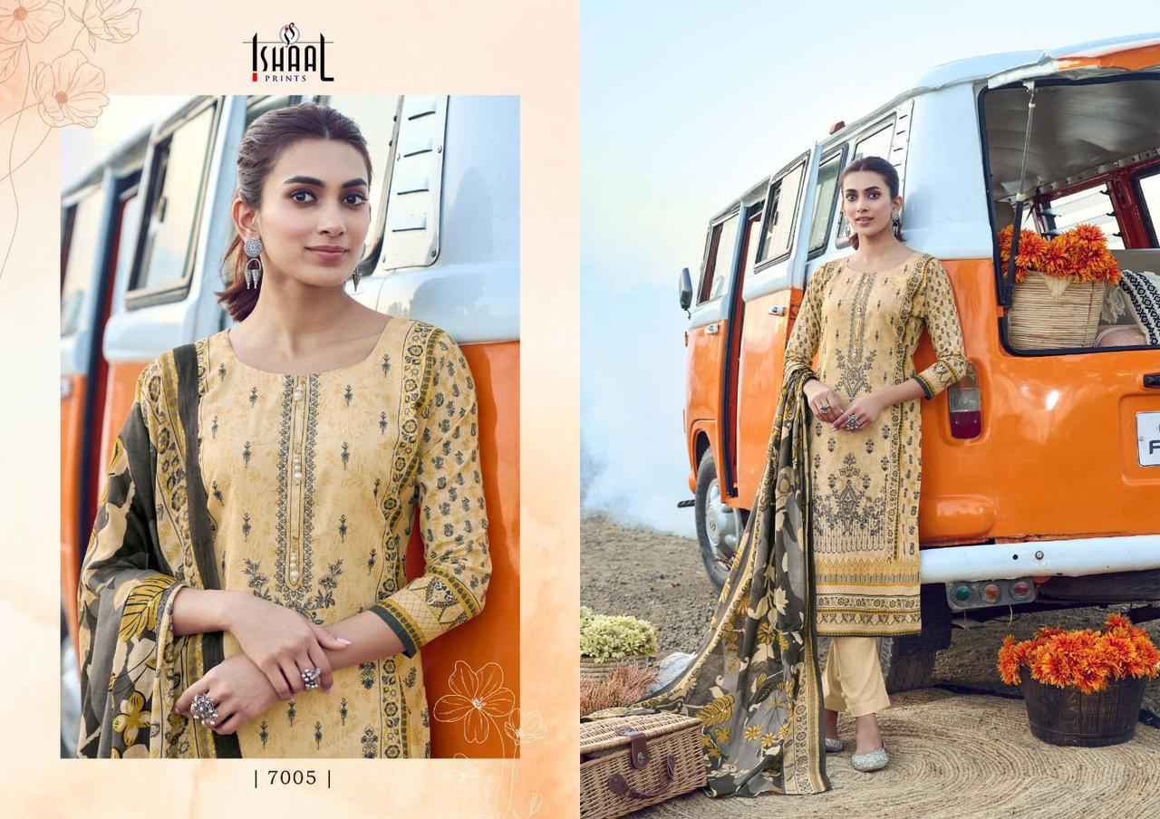 ISHAAL EMBROIDERED VOL -7 PURE LAWN COTTON DRESS MATERIAL