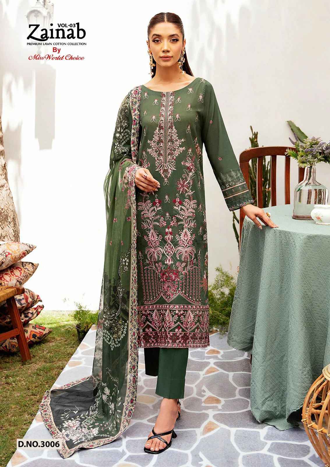 MISSWORLD CHOICE ZAINAB VOL-3 KARACHI PRINT DESINGER DRESS MATERIAL