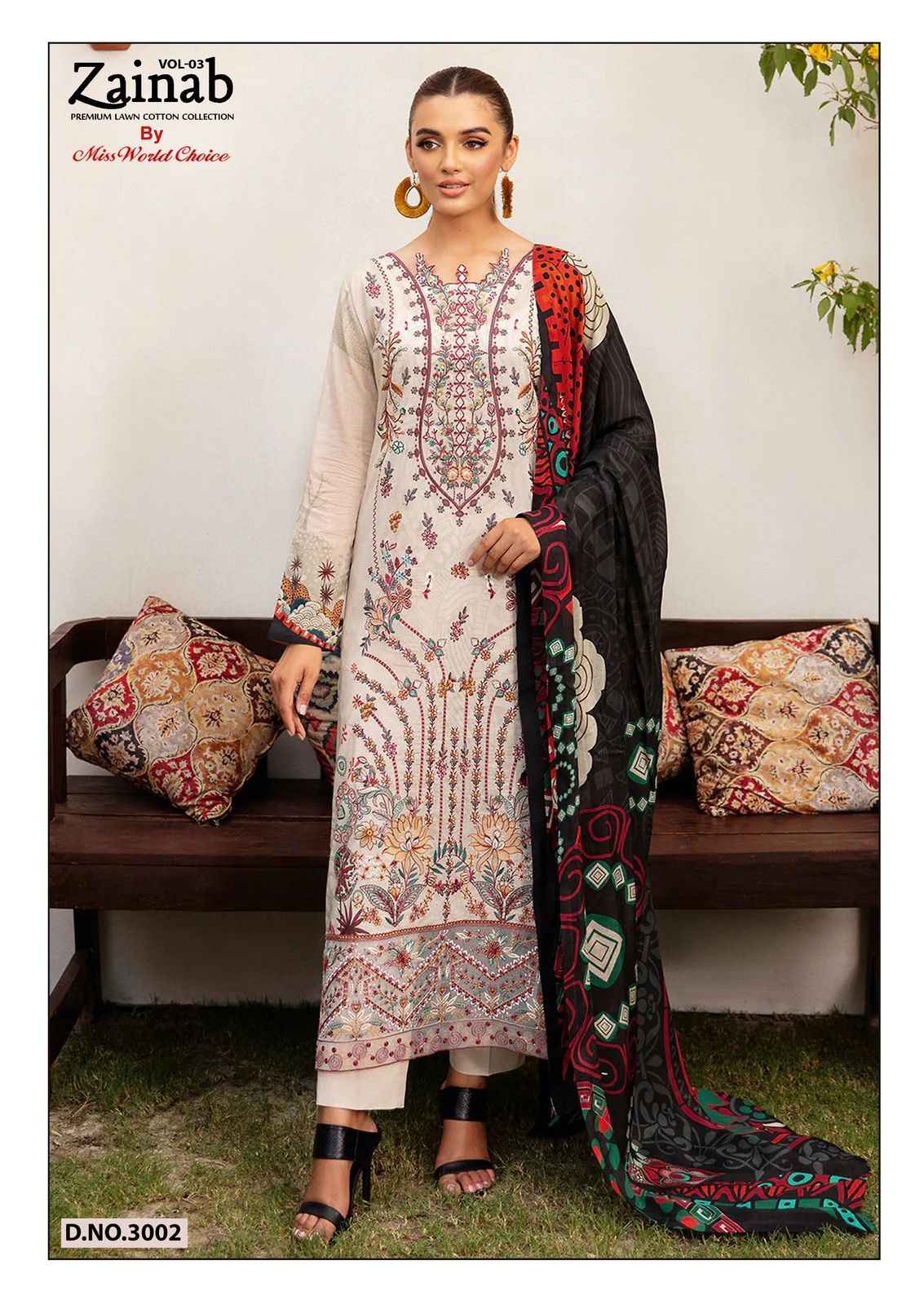 MISSWORLD CHOICE ZAINAB VOL-3 KARACHI PRINT DESINGER DRESS MATERIAL