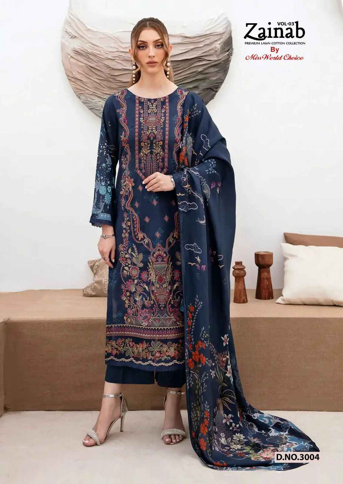 MISSWORLD CHOICE ZAINAB VOL-3 KARACHI PRINT DESINGER DRESS MATERIAL