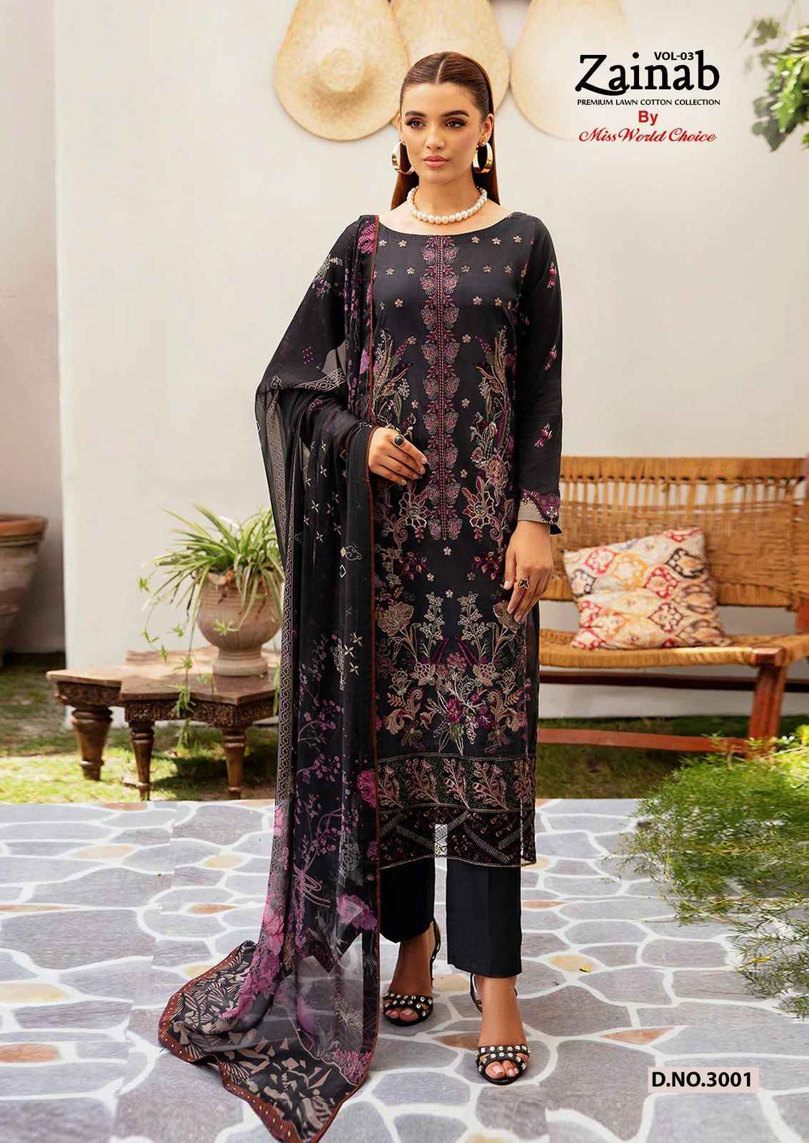 MISSWORLD CHOICE ZAINAB VOL-3 KARACHI PRINT DESINGER DRESS MATERIAL