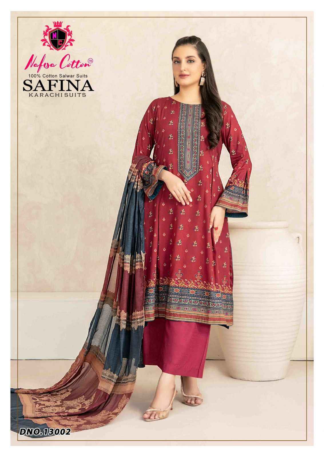 NAFISHA COTTON SAFINA KARACHI SUITS VOL 13 PURE COTTON DRESS MATERIAL