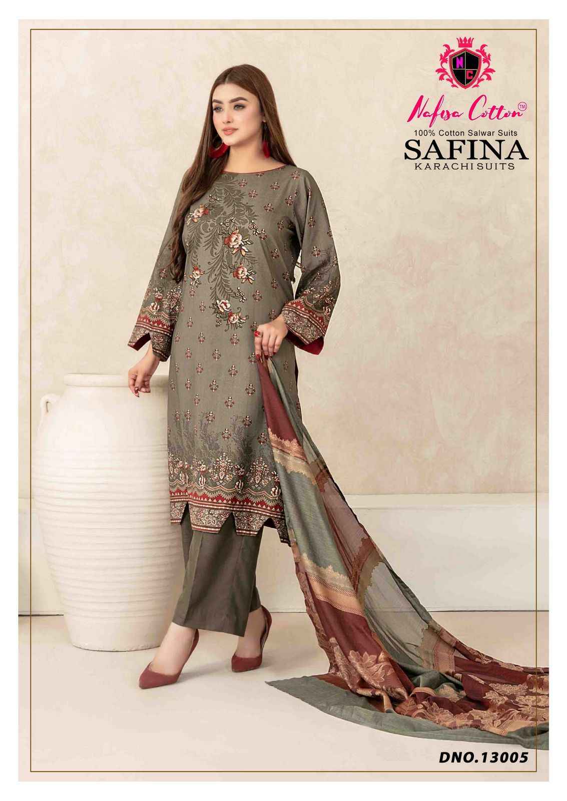 NAFISHA COTTON SAFINA KARACHI SUITS VOL 13 PURE COTTON DRESS MATERIAL