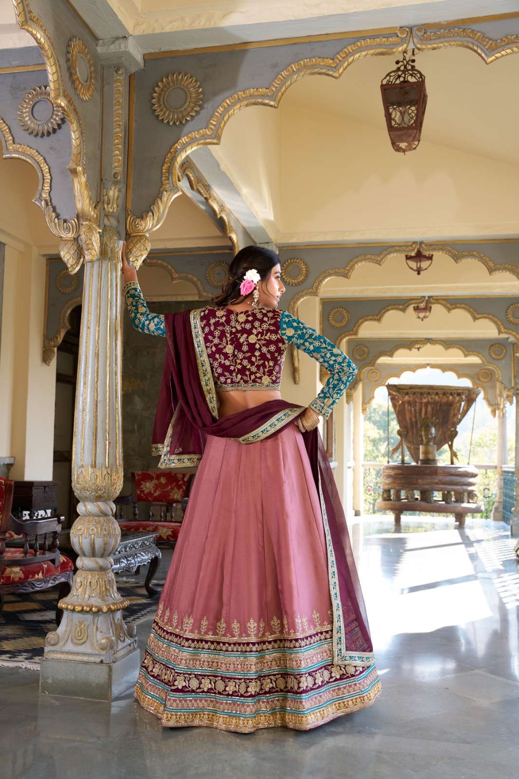 WEDDING PURE MOONGA SILK LEHENGA CHOLI WITH ORGANZA DUPATTA