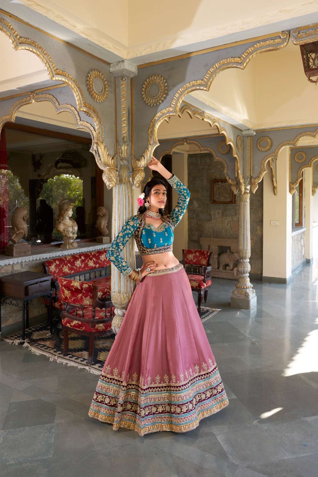 WEDDING PURE MOONGA SILK LEHENGA CHOLI WITH ORGANZA DUPATTA